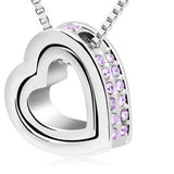 Fashion Double Heart Crystal Rhinestone Eternal Love Silver Necklace PK