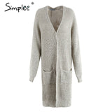 Autumn knitted long cardigan soft loose sweater coat