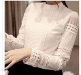 Long-sleeved Blouses Hollow Lace