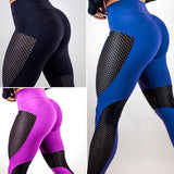 Fitness Leggings Mesh Patchwork Workout Breathable Elastic