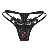 Embroidered Lace Pearl G-String Thongs