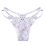 Embroidered Lace Pearl G-String Thongs