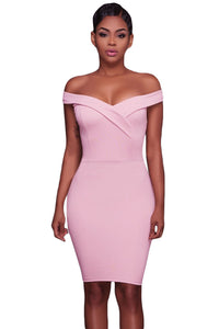 Pink Off The Shoulder Mini Dress
