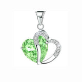 Heart Crystal Rhinestone Silver Chain Pendant Necklace