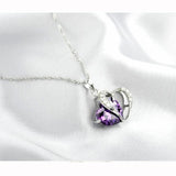 Heart Crystal Rhinestone Silver Chain Pendant Necklace