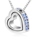 Fashion Double Heart Crystal Rhinestone Eternal Love Silver Necklace PK