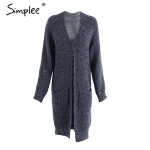 Autumn knitted long cardigan soft loose sweater coat