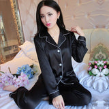 Ladies Long Sleeve Satin Pajamas