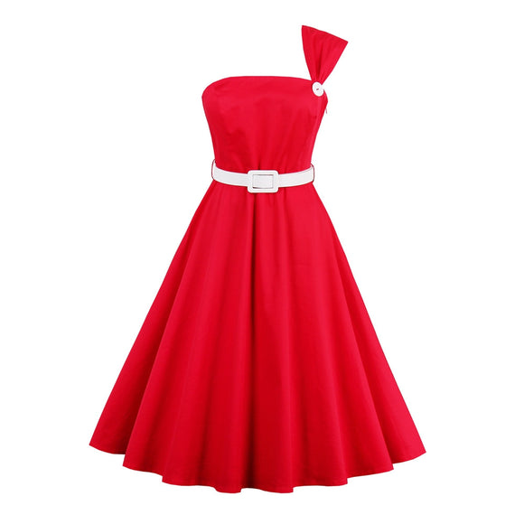 Elegant Cotton Illusion Red A-line Dress